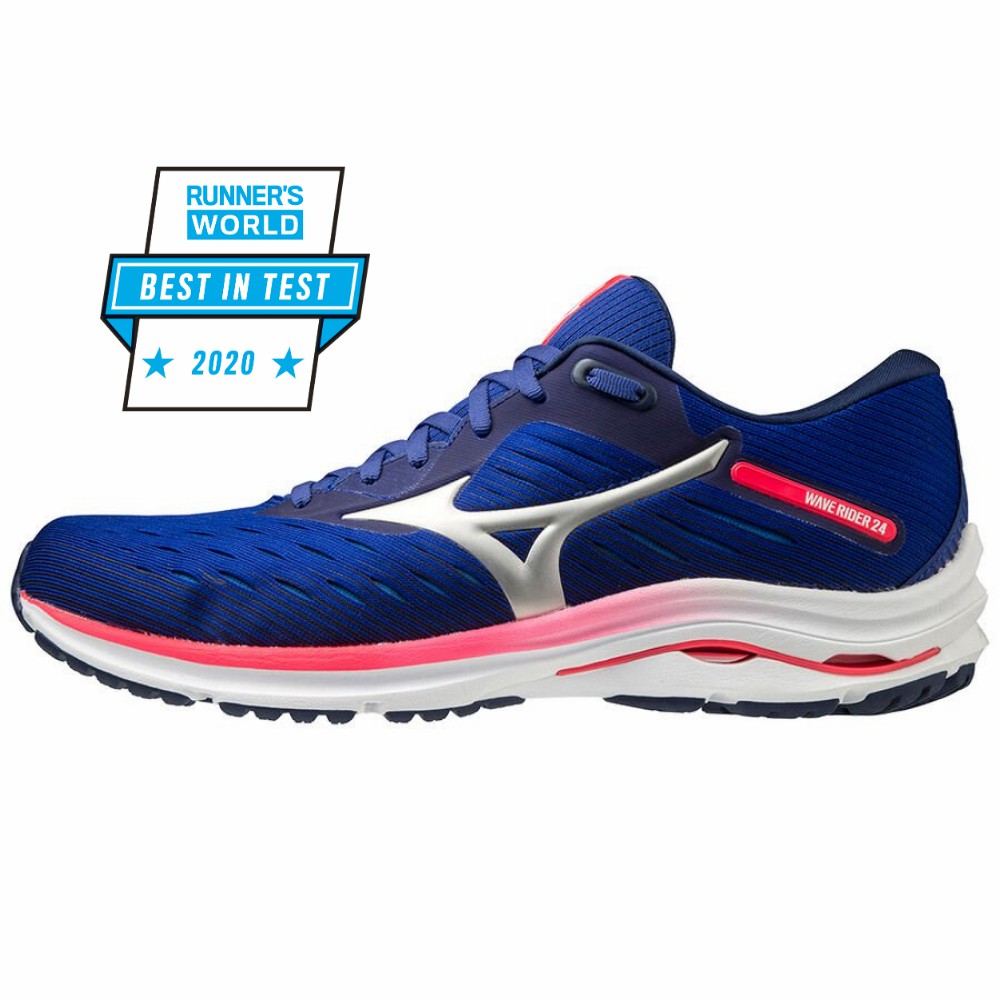 Panske Bezecke Topanky Mizuno Wave Rider 24 Modre/Ruzove Vypredaj TXOF02158